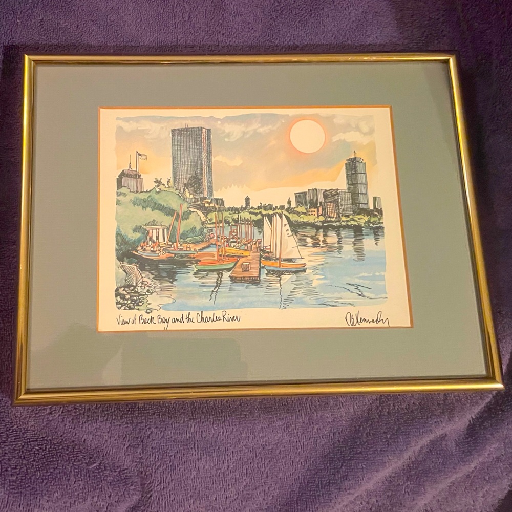 Watercolor Print, View of Back Bay and the Charles River by Robert Kennedy